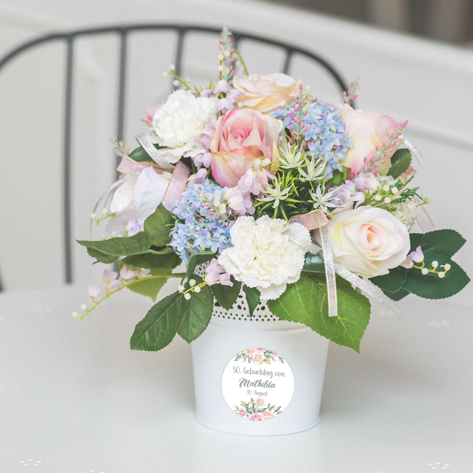 Personalisierte Aufkleber "Rose"- 24 Stück - 4,5cm - FOTOFOL
