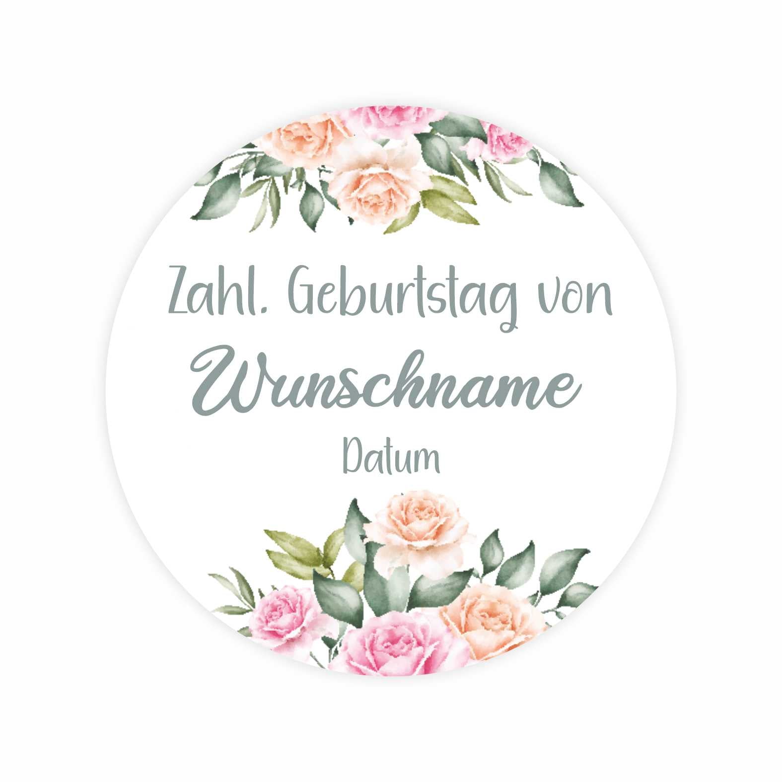 Personalisierte Aufkleber "Rose"- 24 Stück - 4,5cm - FOTOFOL