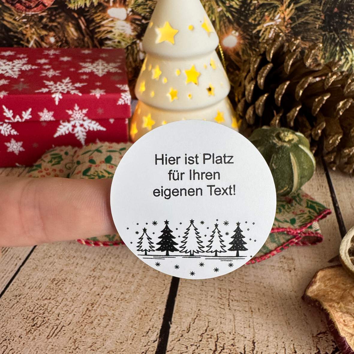 Personalisierte runde Aufkleber Weihnachten – 24 Stück (4,5 cm) | Bäume - FOTOFOL