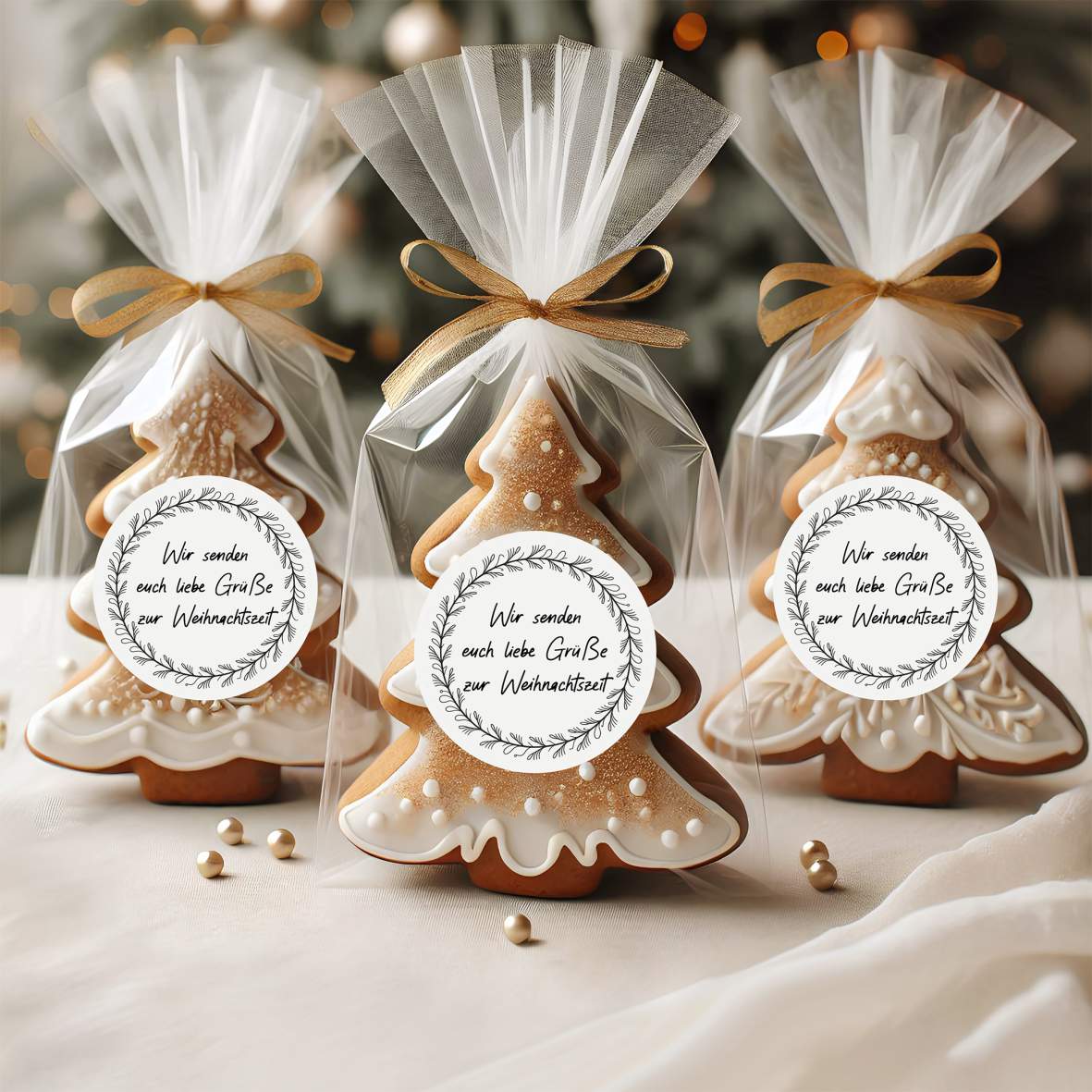 FOTOFOL - Personalisierte Aufkleber „Kranz Frohes Fest” – 24 Stück – Runde Papieraufkleber (4,5 cm) für Weihnachten