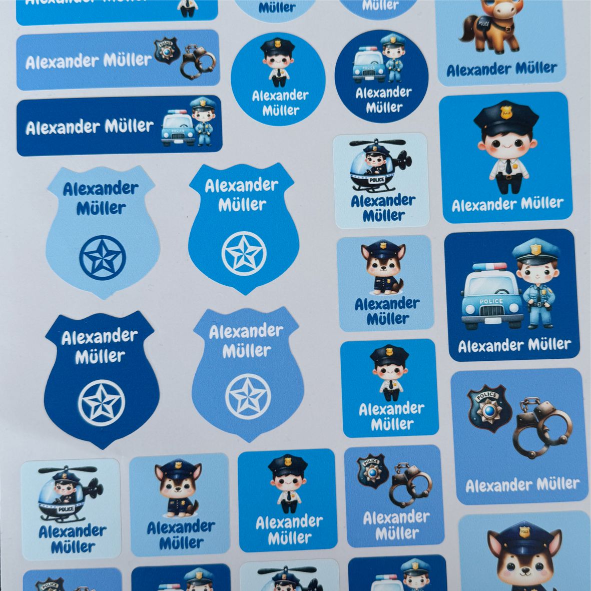 Namensaufkleber Set - Polizei