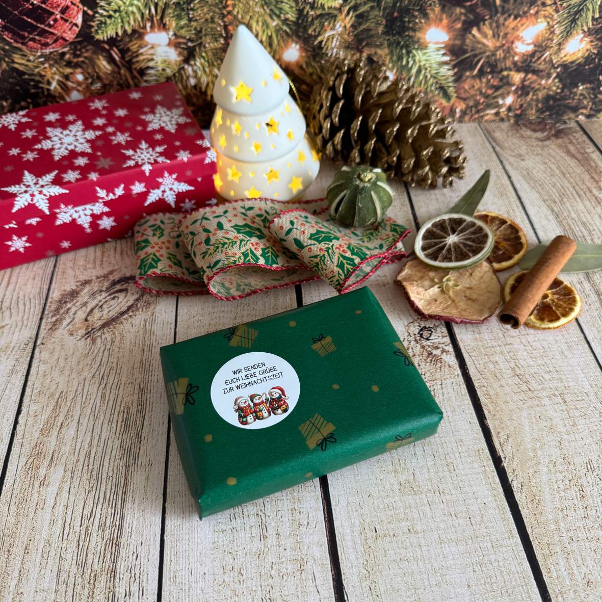 Personalisierte runde Aufkleber Weihnachten – 24 Stück (4,5 cm) | Schneemänner - FOTOFOL