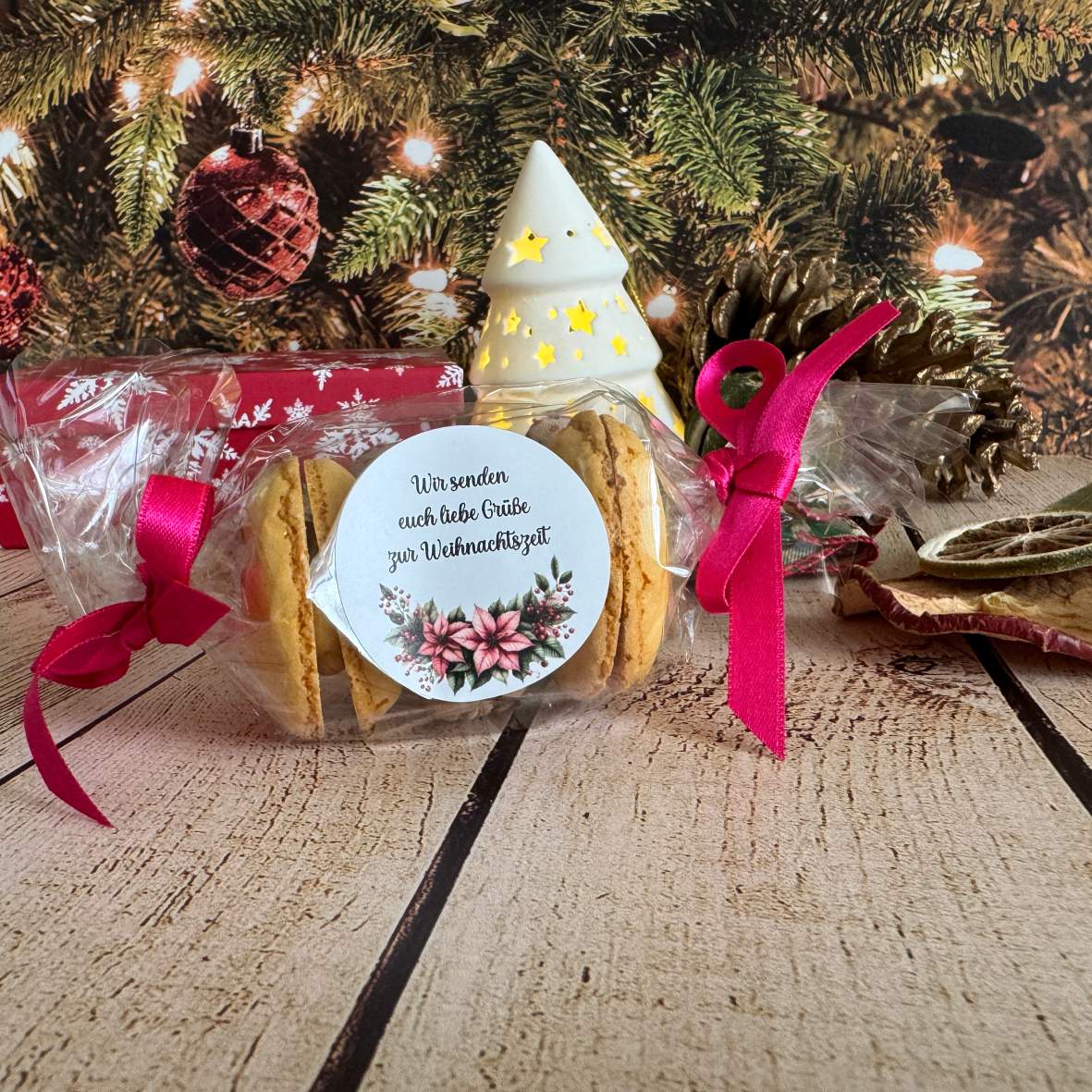 Personalisierte runde Aufkleber Weihnachten – 24 Stück (4,5 cm) | Weihnachtsblüte - FOTOFOL