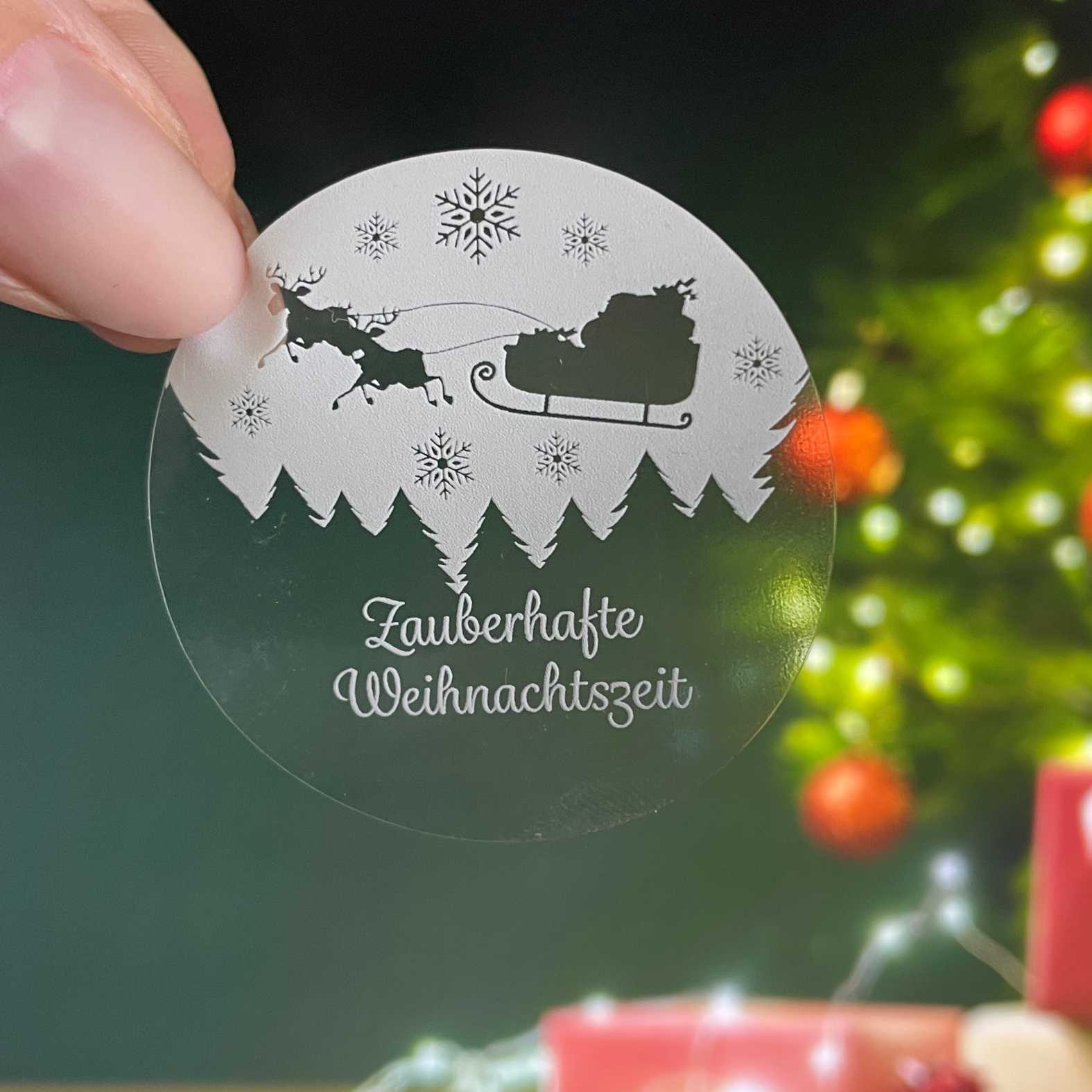 Weihnachten Aufkleber - 24 Stück Personalisierte transparente Aufkleber | Weihnachtsmann - FOTOFOL