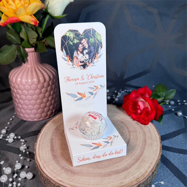 Aufsteller für Gastgeschenke personalisiert - Blätter