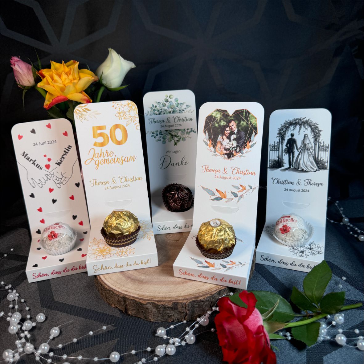 Aufsteller für Gastgeschenke personalisiert - Blätter - FOTOFOL