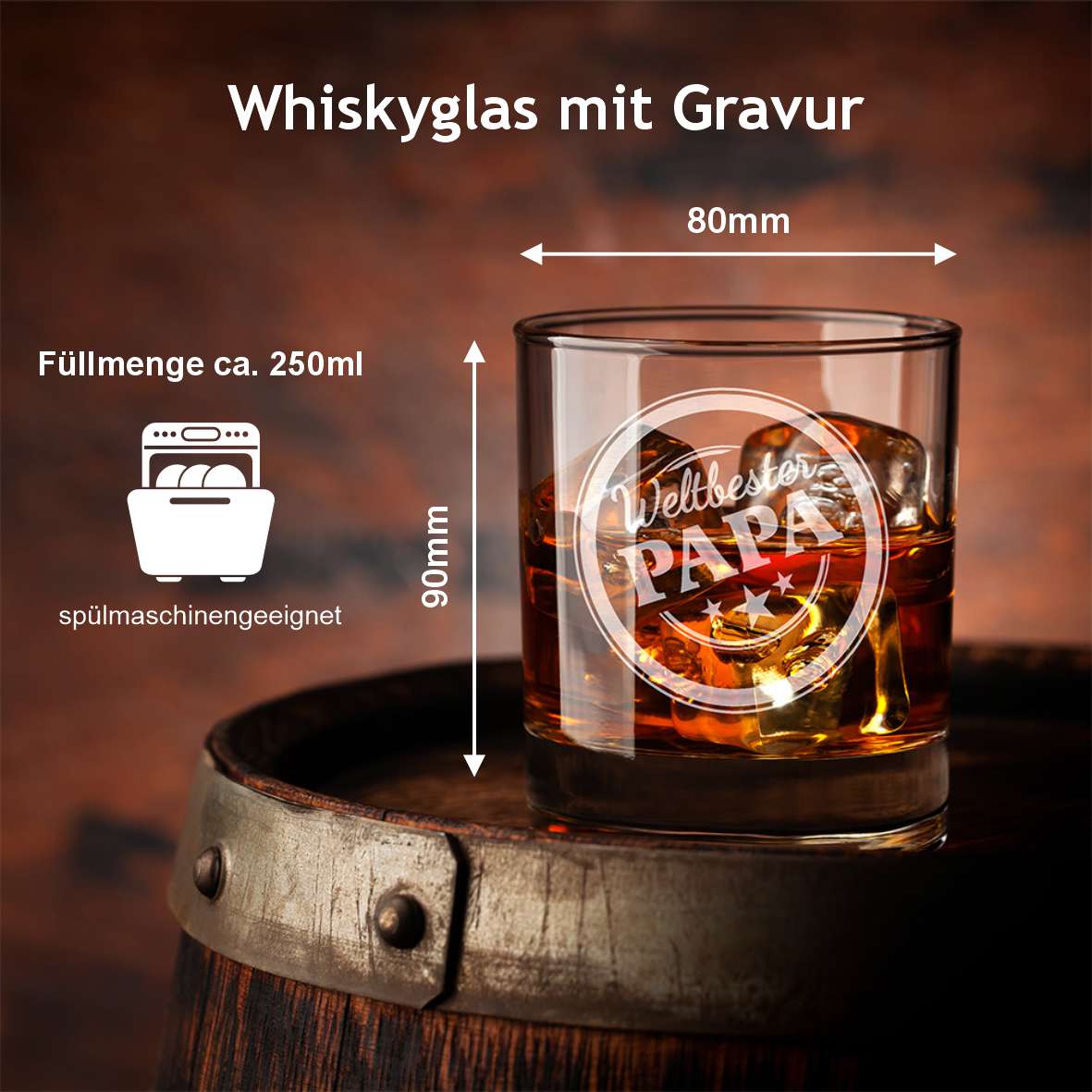 Personalisiertes Whiskey Glas "Weltbester PAPA" - FOTOFOL