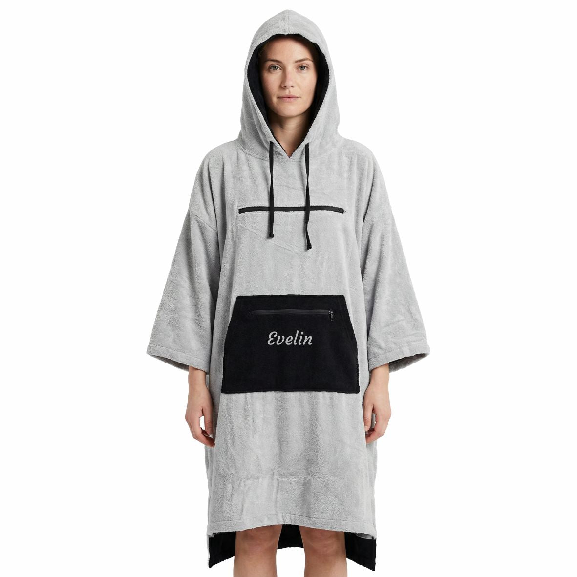 Badeponcho Unisex aus 100% Baumwolle PERSONALISIERT mit Name Kapuzen-Bademantel