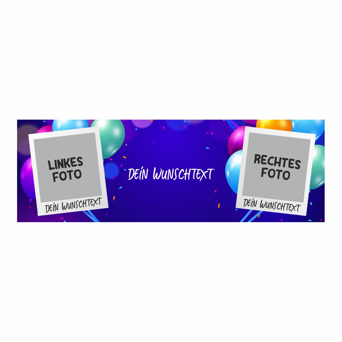 Personalisiertes Geburtstagsbanner bunte Ballons mit Deinen Texten & Fotos