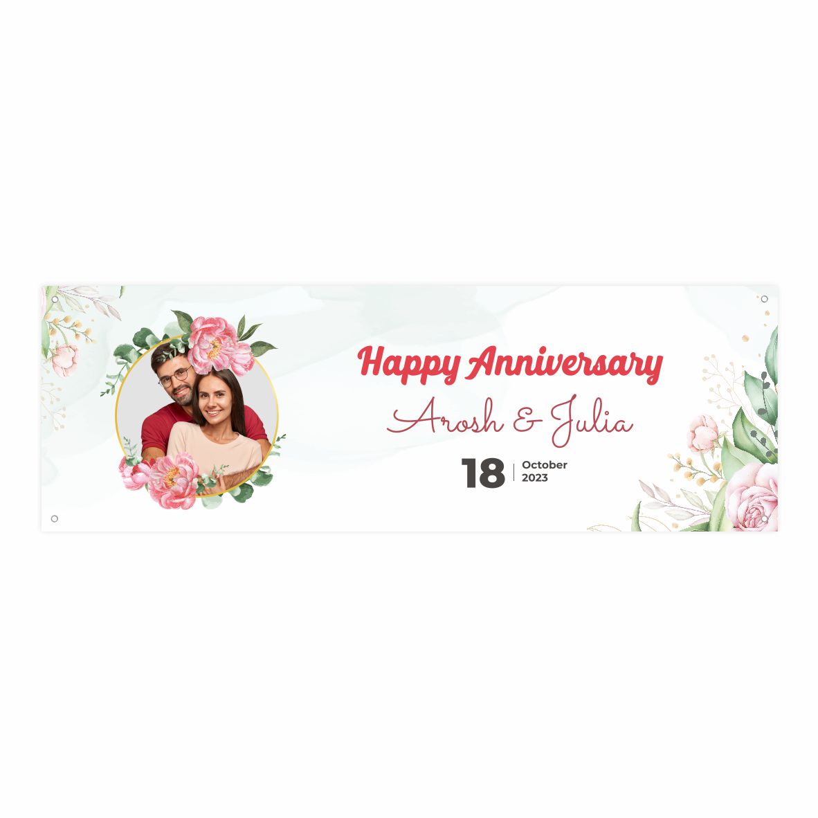 Hochzeit Banner "Rosen" mit Foto, Namen, Datum und Wunschtext - FOTOFOL