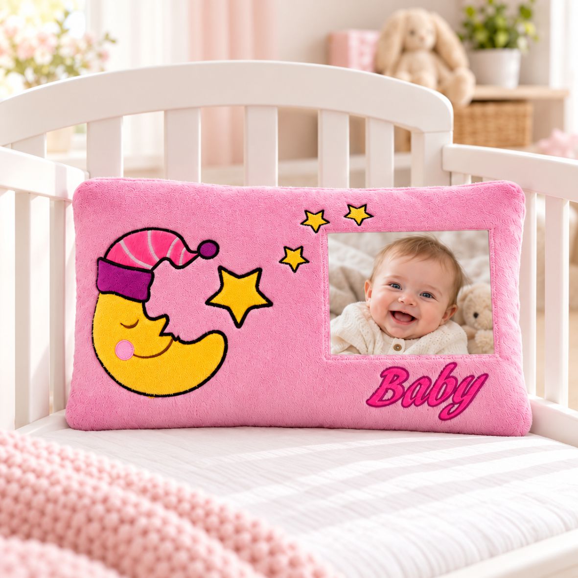 Bilderrahmen Kissen für das Baby - rosa