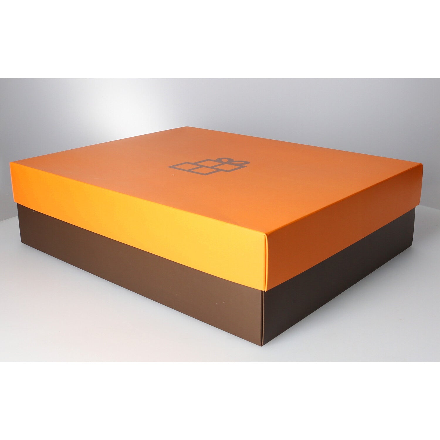 Restposten Geschenkverpackung in Orange mit schwarzem Band – Eleganz für besondere Anlässe - 12 Stück - FOTOFOL