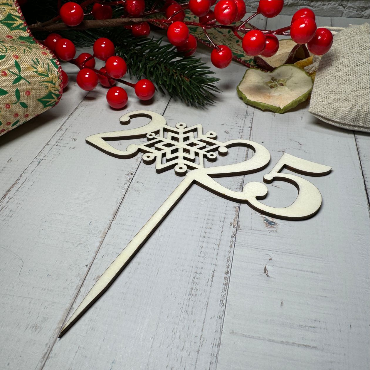 CAKE TOPPER 2025 aus Holz - Tortendeko & Kuchendeko - Silvester - Torten-stecker - FOTOFOL
