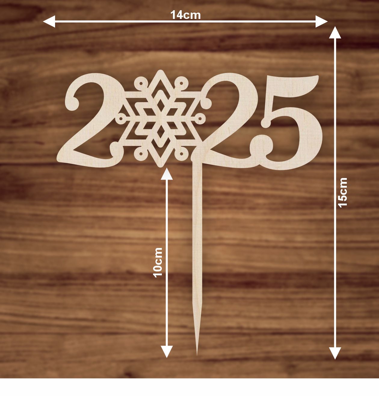 CAKE TOPPER 2025 aus Holz - Tortendeko & Kuchendeko - Silvester - Torten-stecker - FOTOFOL