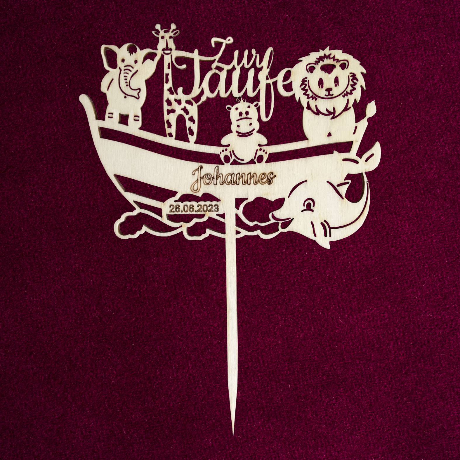 CAKE TOPPER  Taufe "Arche Noah" mit Wunschname und Datum personalisiert  - Tortendeko & Kuchendeko - FOTOFOL