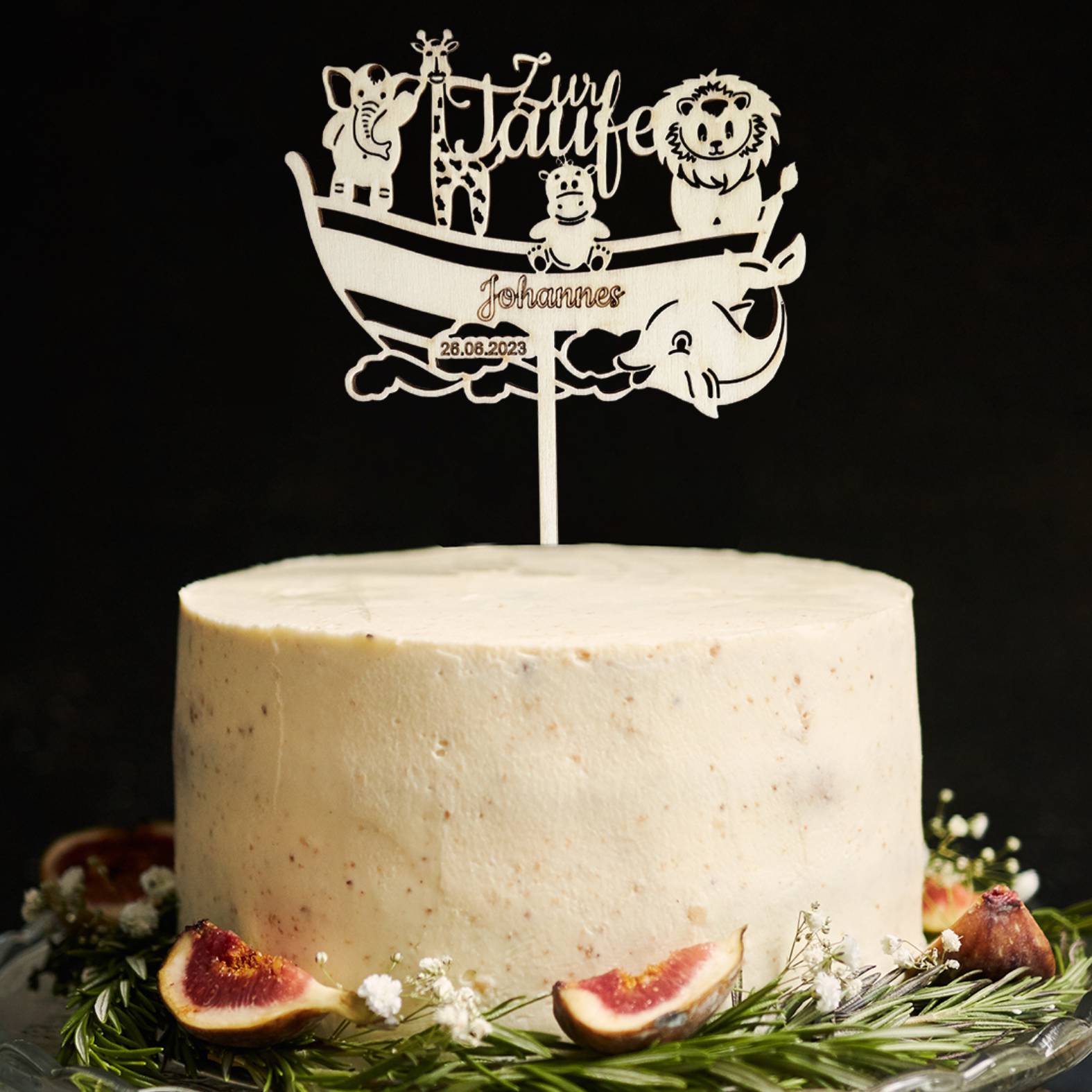 CAKE TOPPER  Taufe "Arche Noah" mit Wunschname und Datum personalisiert  - Tortendeko & Kuchendeko - FOTOFOL