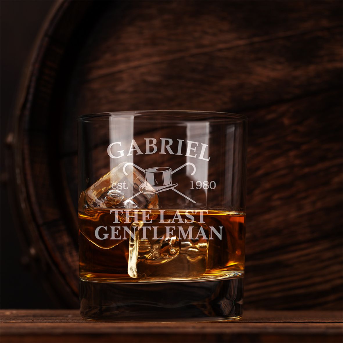 Whiskey Glas SET mit Gravur I "The last gentleman" mit Name und Geburtsjahr