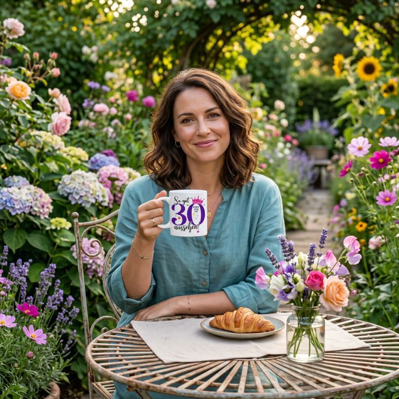 Personalisierte Tasse zum 30. Geburtstag | Individuelles Geschenk mit Namen | Spruch "So gut kann man mit 30 aussehen"