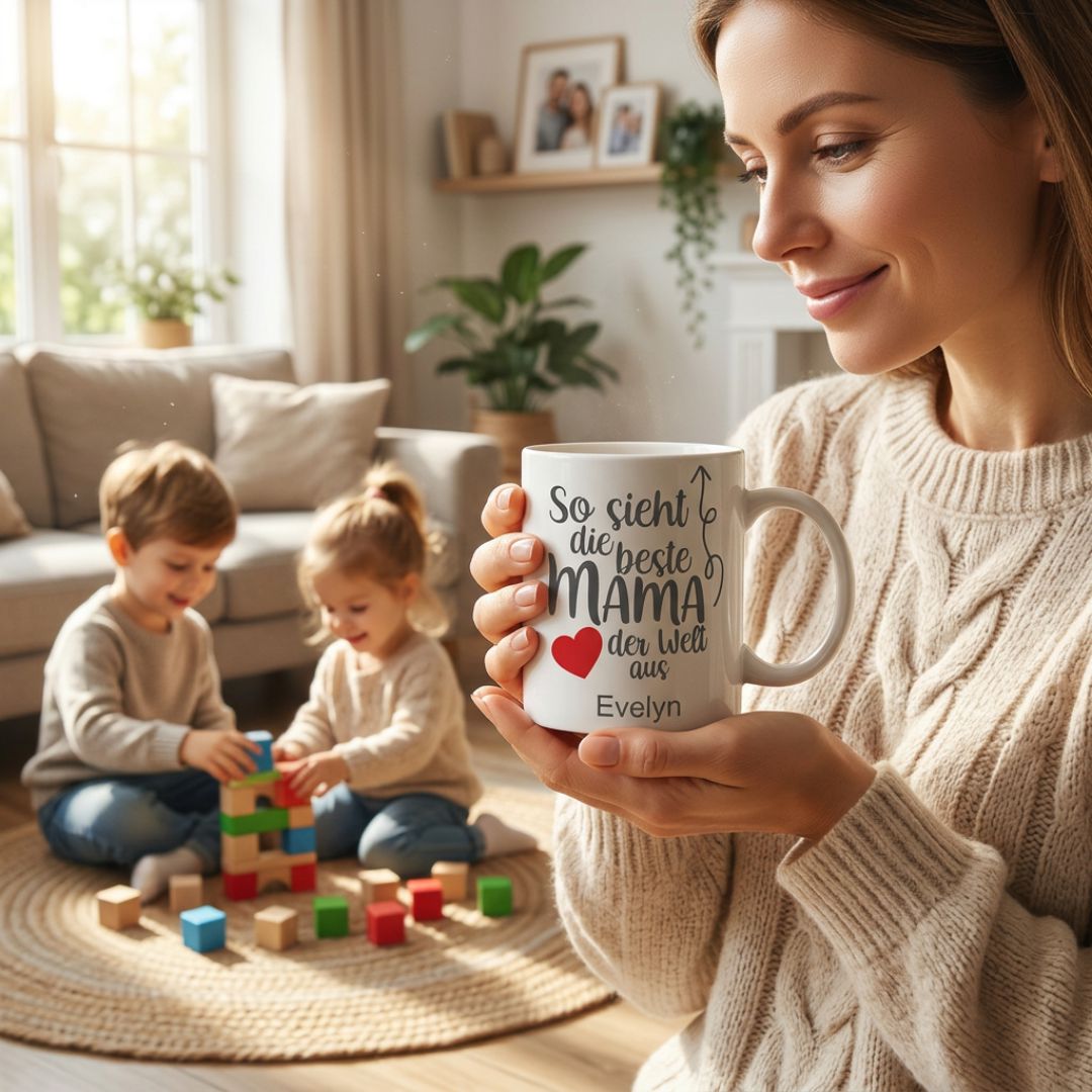 Personalisierte Tasse - So sieht die beste MAMA der Welt aus - personalisiert mit Wunschname