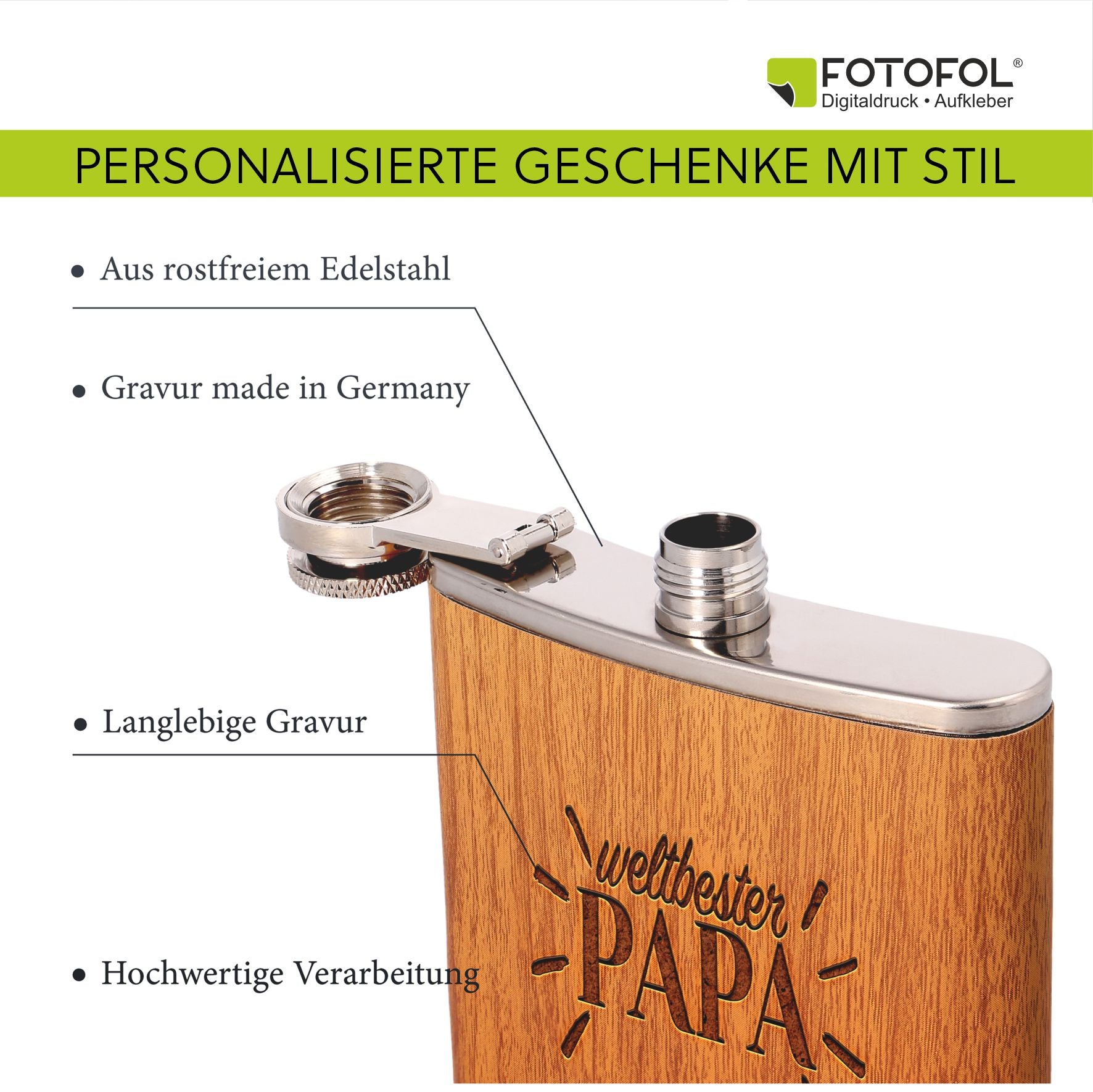 Personalisierter Flachmann mit Gravur - Superhelden