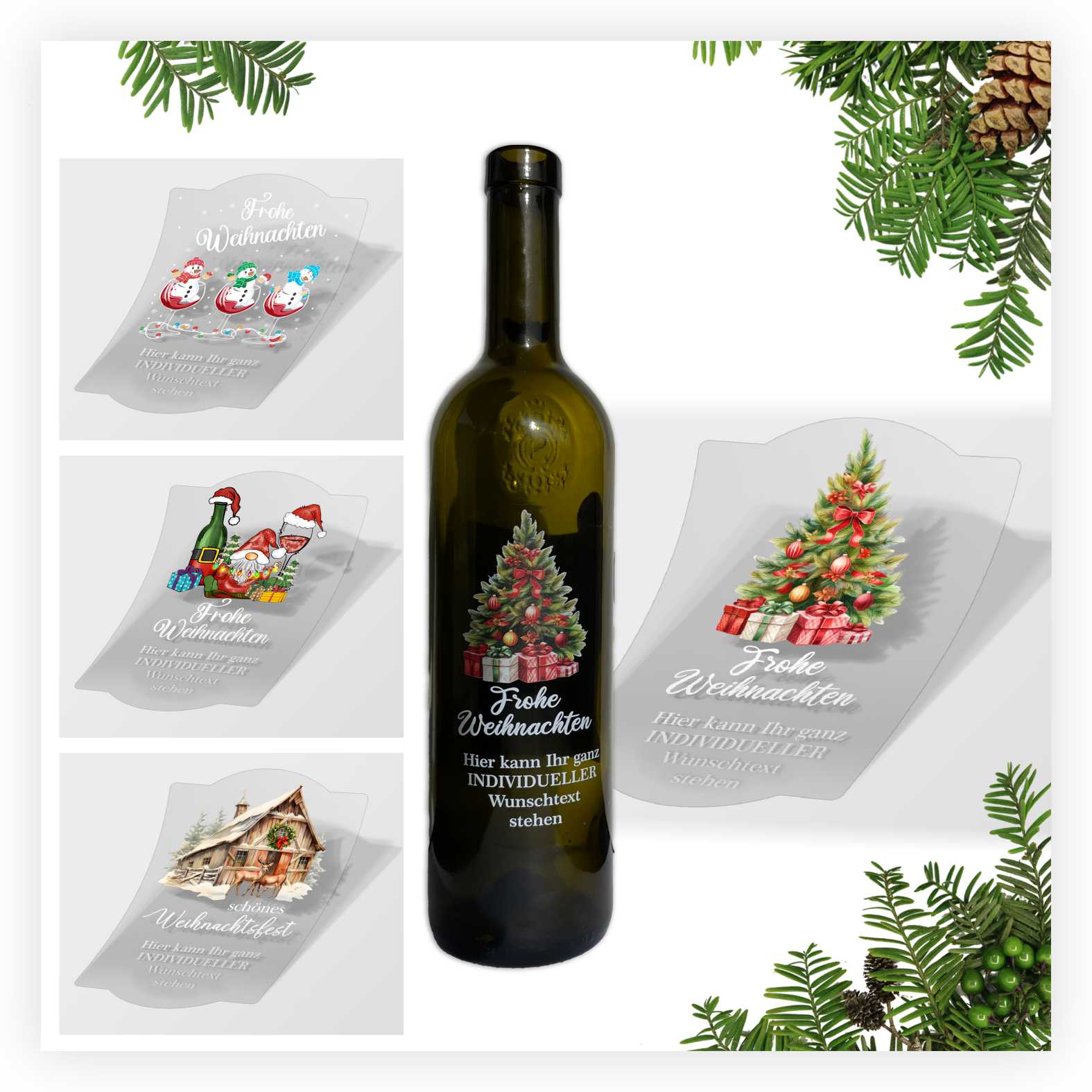 Flaschenetiketten Weihnachten personalisiert mit Wunschtext - FOTOFOL