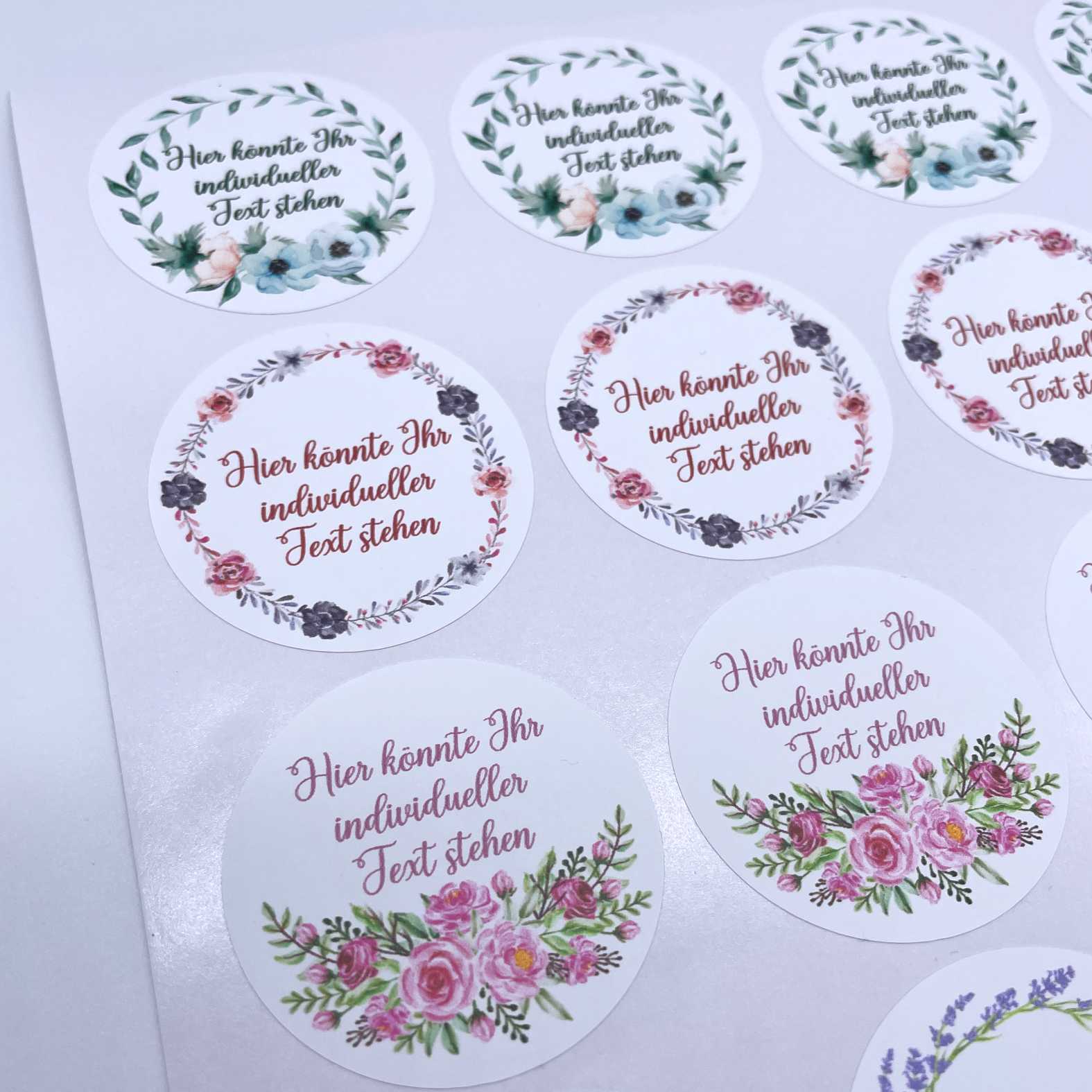 Personalisierte Aufkleber Geburtstag "Rosa Blumenkranz"- 24 Stück - 4,5cm - FOTOFOL