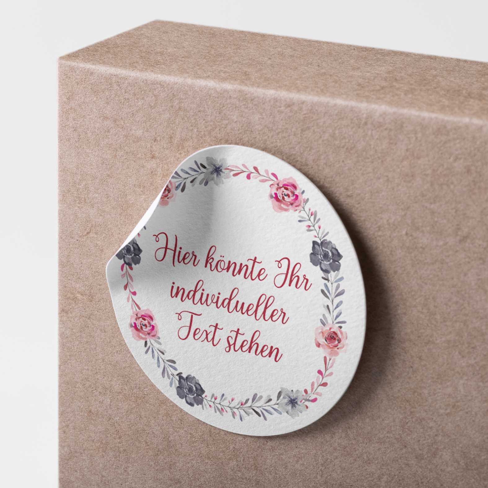 Personalisierte Aufkleber  "Rosa Blau Blumenkranz"- 24 Stück - 4,5cm - FOTOFOL