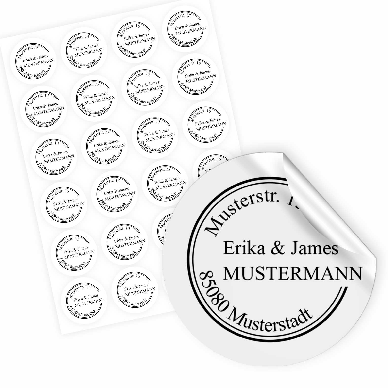 Personalisierte Adressaufkleber - 24 Stück mit Name und Adresse - Stempel