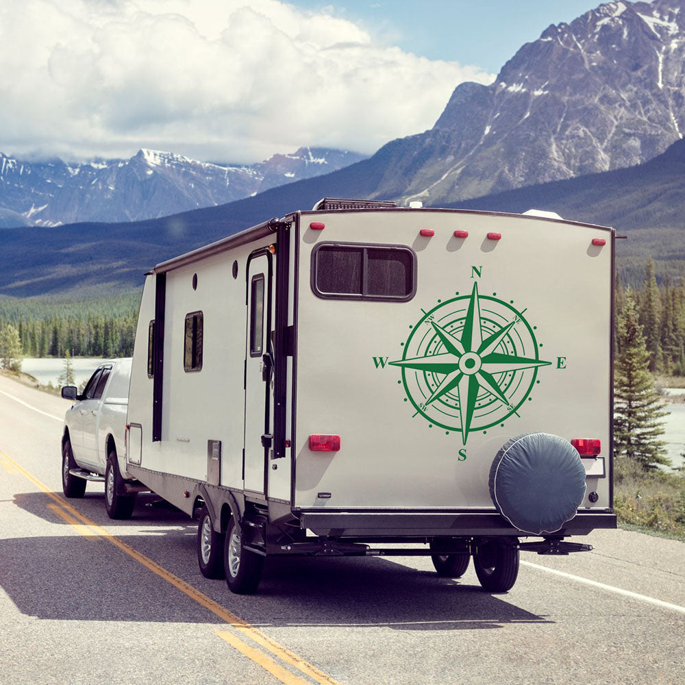 Aufkleber Kompass Windrose  - Aufkleber für Camper, Wohnmobil, Wohnwagen Fahrzeuge Karosserie - Offroad Sticker - Abenteuer Urlaub