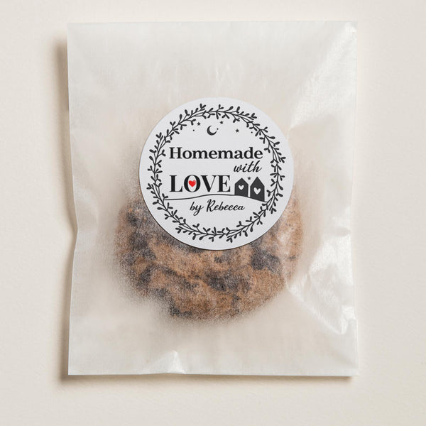Homemade with Love by Wunschname Aufkleber - 4,5 cm Runde Personalisierte Verkäuferetiketten