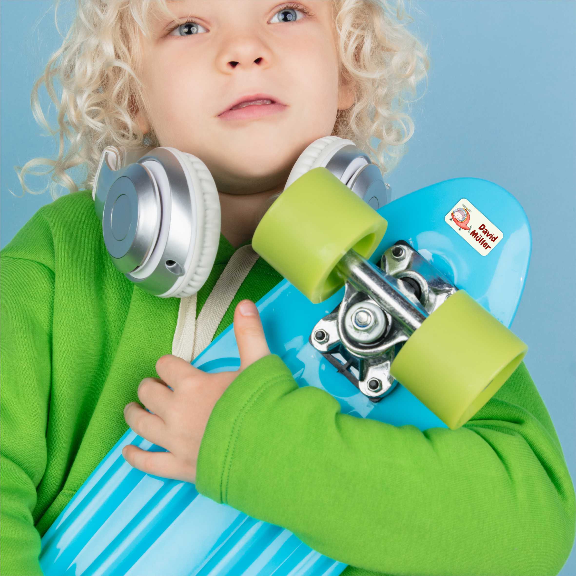 Namensaufkleber Set - personalisiert mit Wunschname für Stifte und alle Schulsachen - Flugzeuge - FOTOFOL
