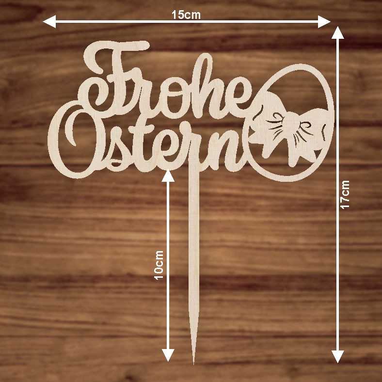 CAKE TOPPER Frohe Ostern Ei aus Holz - FOTOFOL