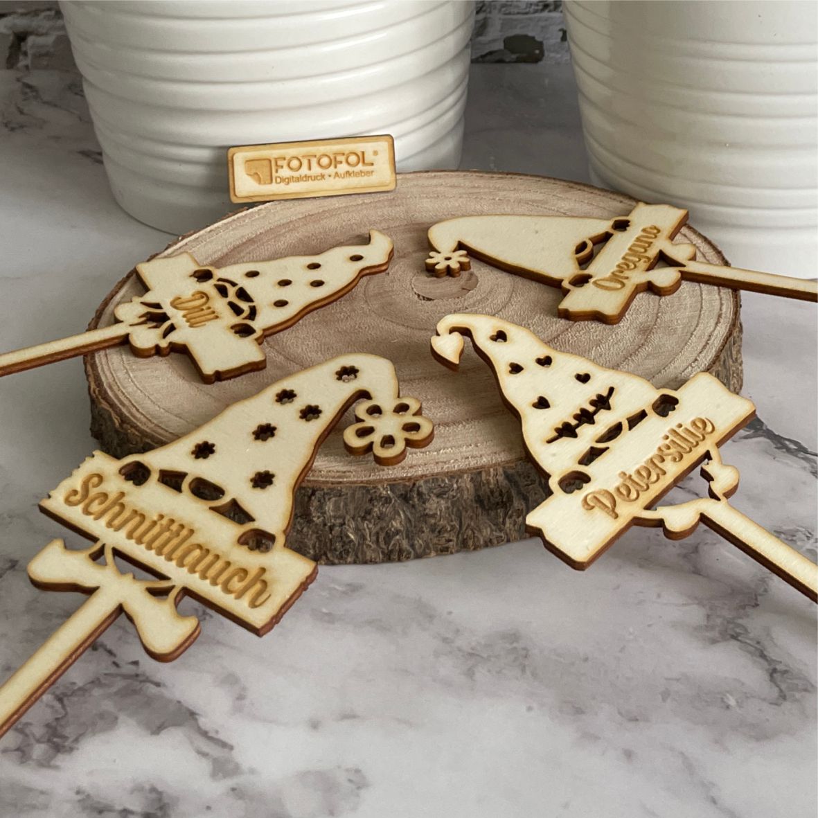 Kräuterschild Kräuterstecker 6er-Set aus Holz - Kräutername personalisiert - Pflanzstecker, Gartenstecker für Kräuter