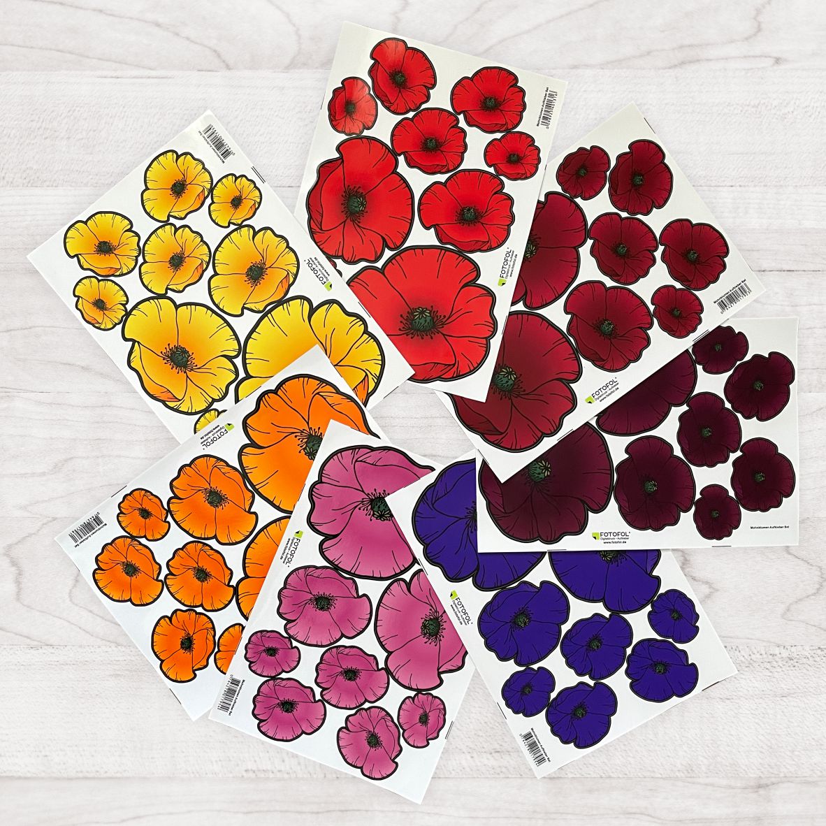 Mohnblumen Aufkleber Set - FOTOFOL