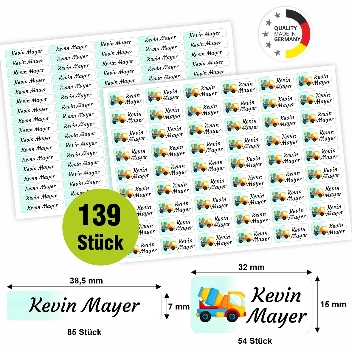 Namensaufkleber - personalisierte Aufkleber mit Wunschname für Stifte und alle Schulsachen - FOTOFOL