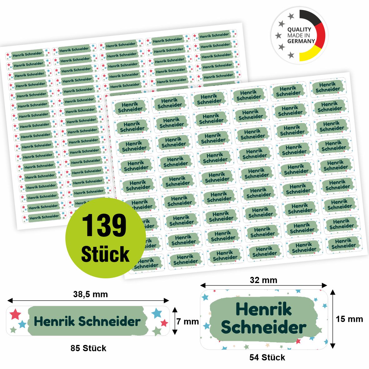Namensaufkleber - personalisierte Aufkleber mit Wunschname für Stifte und alle Schulsachen - FOTOFOL