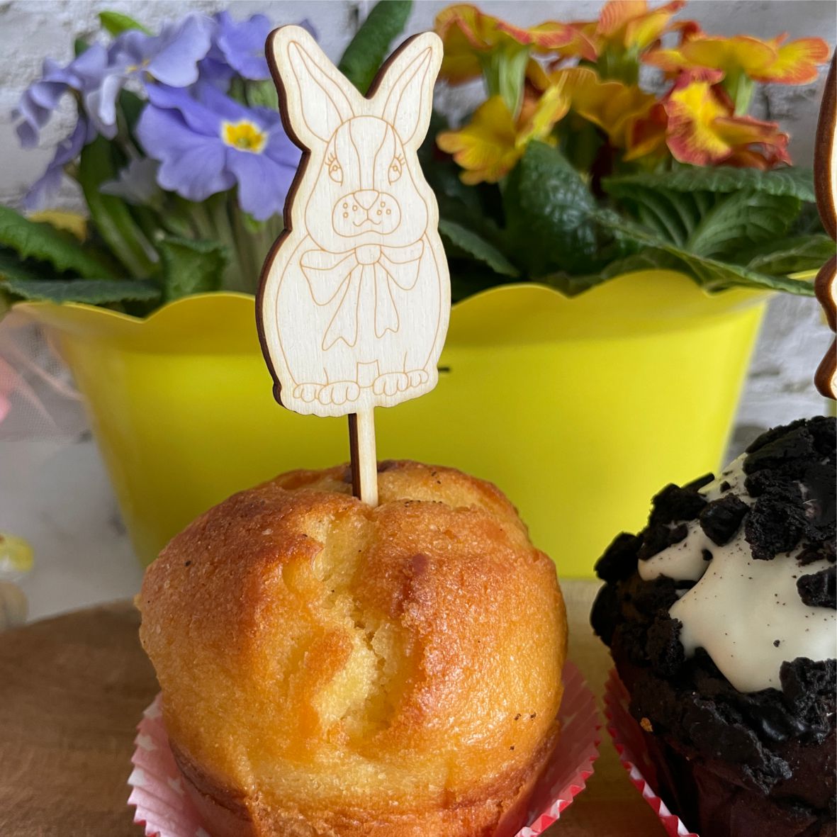 Cupcake Stecker 12er Set aus Holz - Ostern - FOTOFOL