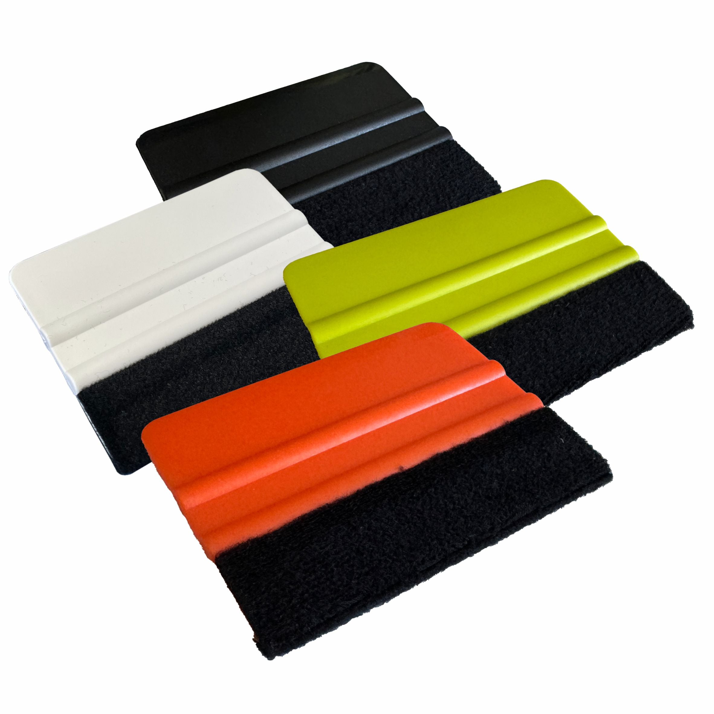 4er Set Rakel [10x7,3cm] mit Filzkante als Werkzeug für Folierung von: Autofolie, Wrapping Folie,  Möbelfolie, Fensterfolie - FOTOFOL