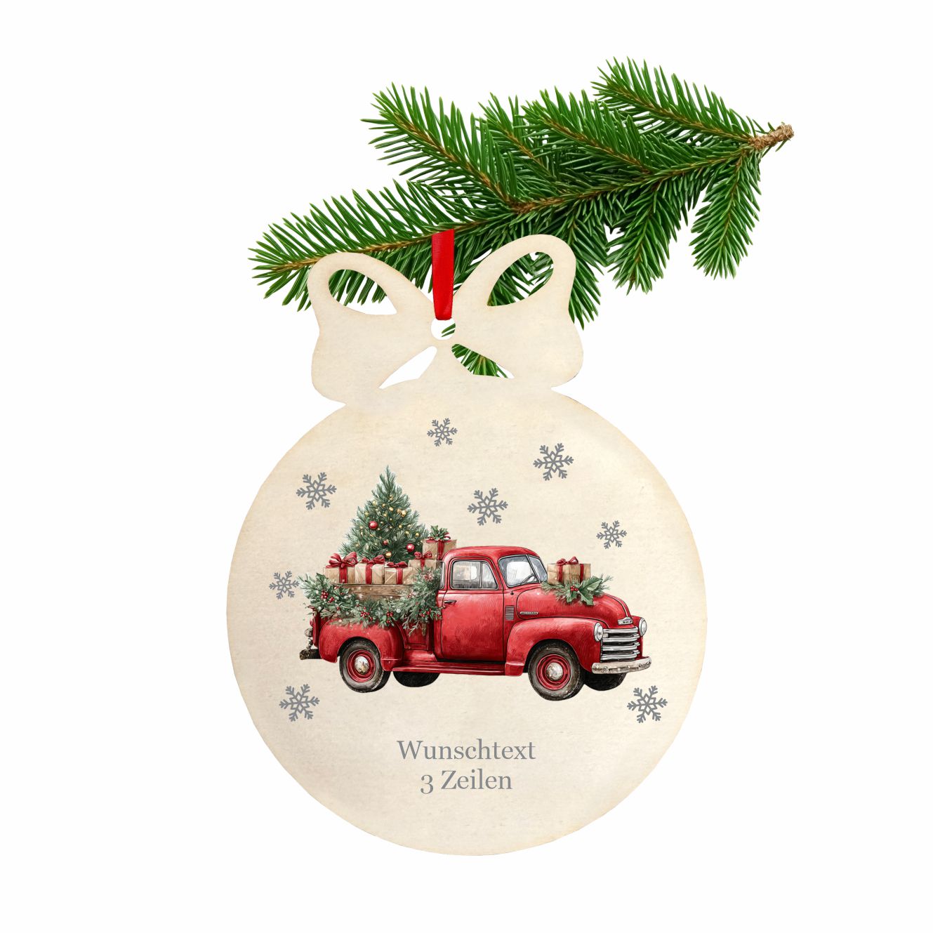 Personalisierte bunte Holz-Weihnachtskugeln - Auto