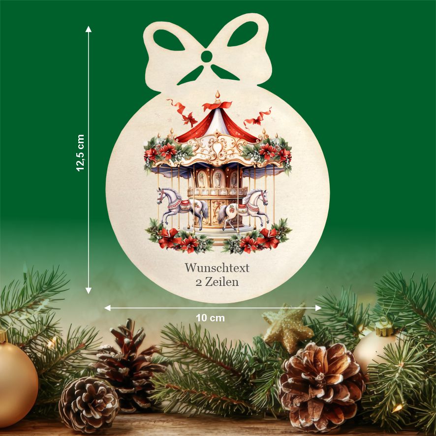 Personalisierte bunte Holz-Weihnachtskugeln - Karussell