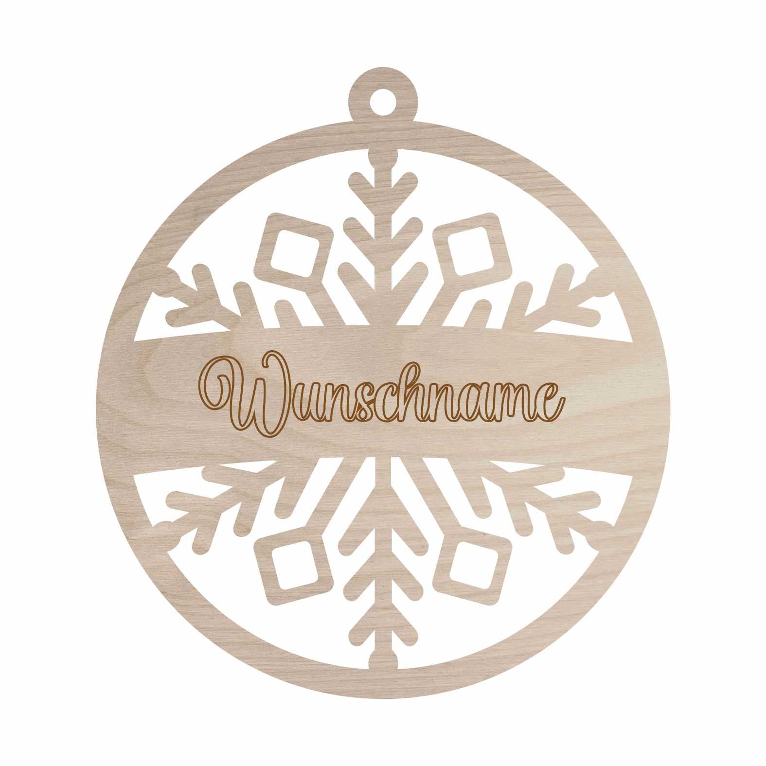 Weihnachtsbaumkugel aus natürlichem Birkensperrholz mit Namen - Skandinavisch - FOTOFOL