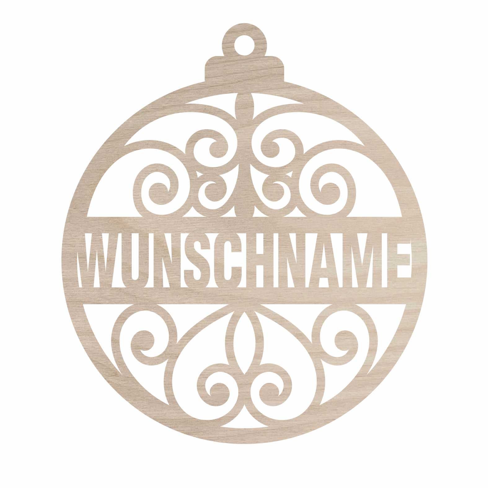 Weihnachtsbaumkugel aus natürlichem Birkensperrholz mit Namen - Ornament - FOTOFOL