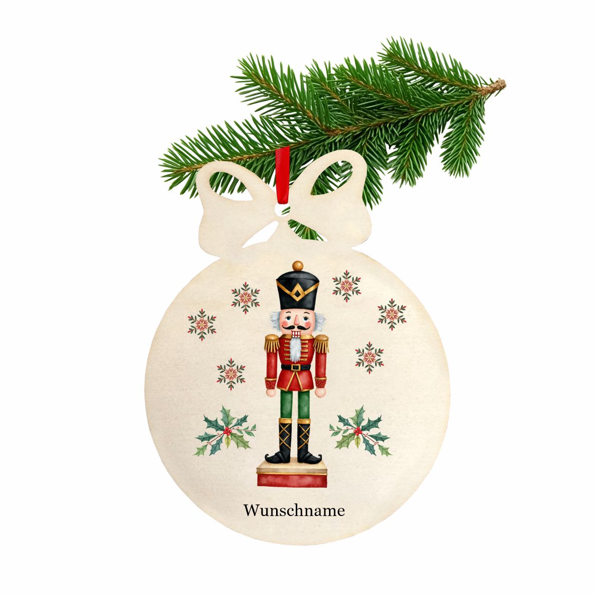 Personalisierte bunte Holz-Weihnachtskugeln - Nussknacker