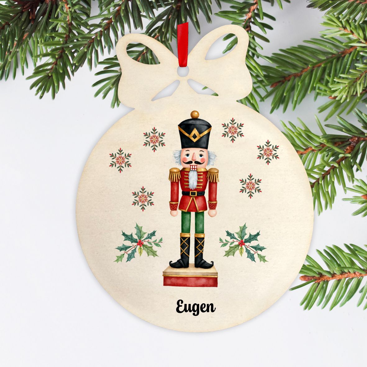 Personalisierte bunte Holz-Weihnachtskugeln - Nussknacker