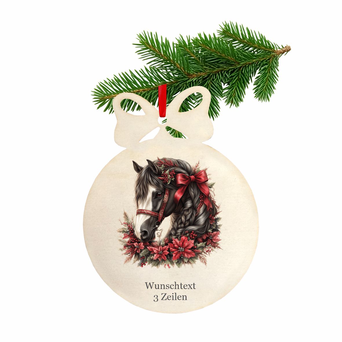 Personalisierte bunte Holz-Weihnachtskugeln -Pferd