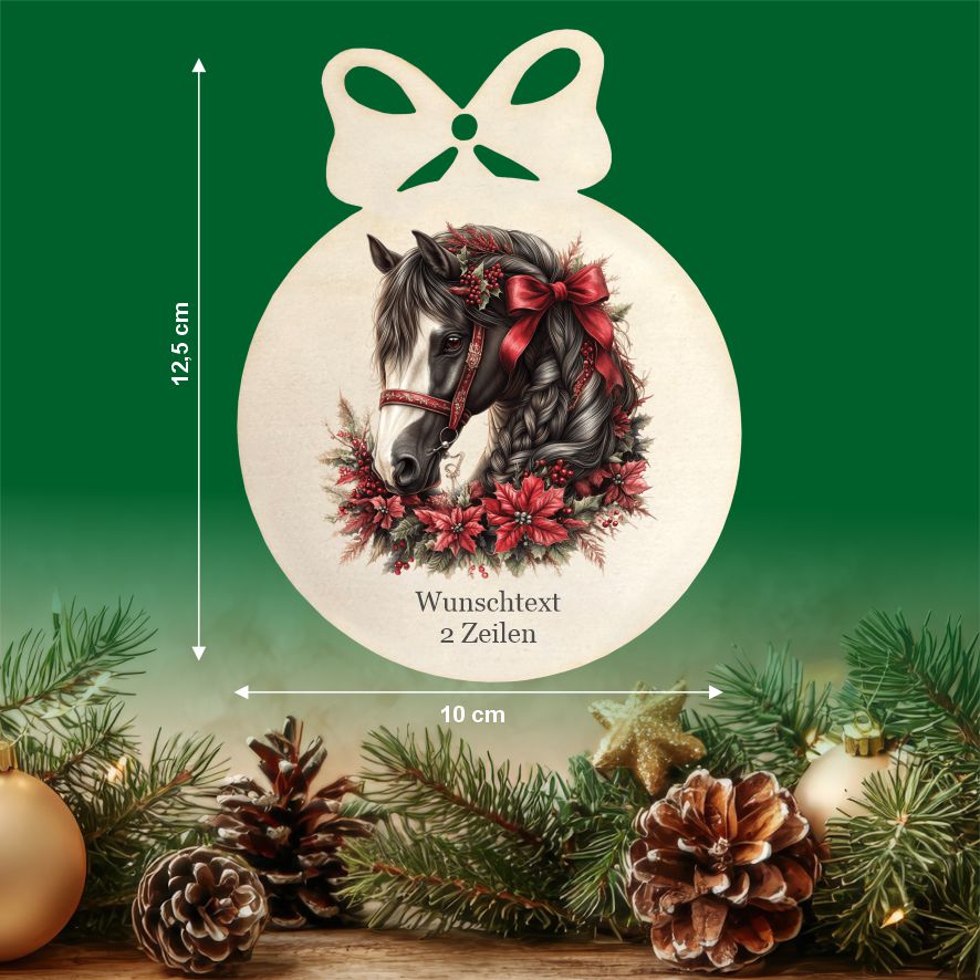 Personalisierte bunte Holz-Weihnachtskugeln -Pferd