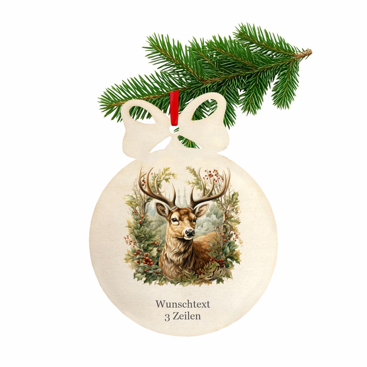 Personalisierte bunte Holz-Weihnachtskugeln - Wald