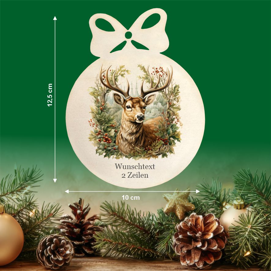 Personalisierte bunte Holz-Weihnachtskugeln - Wald