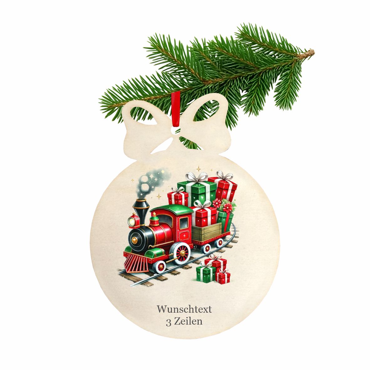 Personalisierte bunte Holz-Weihnachtskugeln -Zug