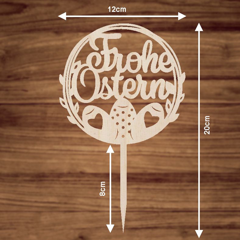 CAKE TOPPER Frohe Ostern Kranz aus Holz - FOTOFOL